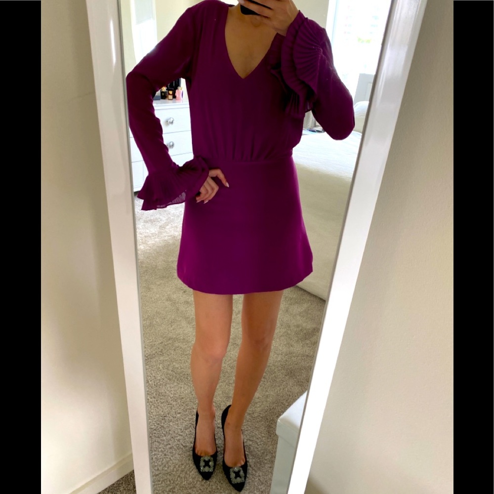 Long Sleeved Mini Dress Purple 36